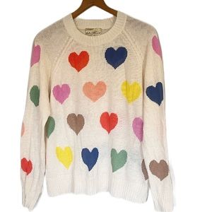 Wildfox Couture White Label light knit sweater with hearts